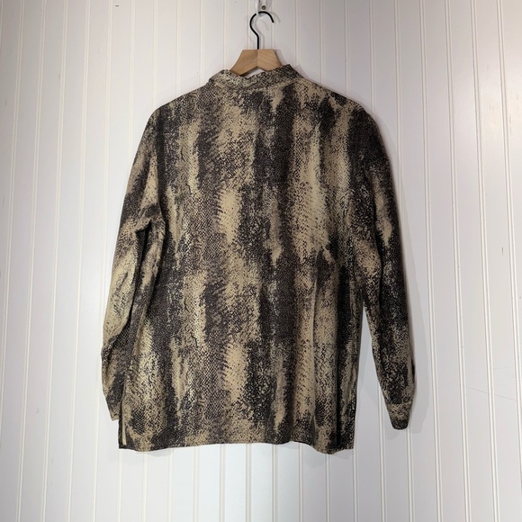 Anna and Frank 100% Silk Blouse L Snake Print Button Up Long Sleeve Neutral Top - Picture 8 of 8